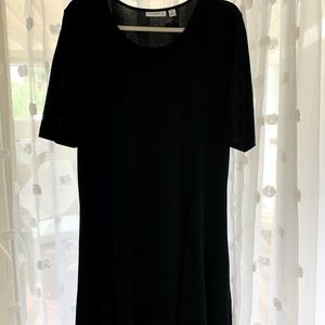 Susan Graver 1/2 Sleeve Solid Black Liquid Knit Dress with Flare.